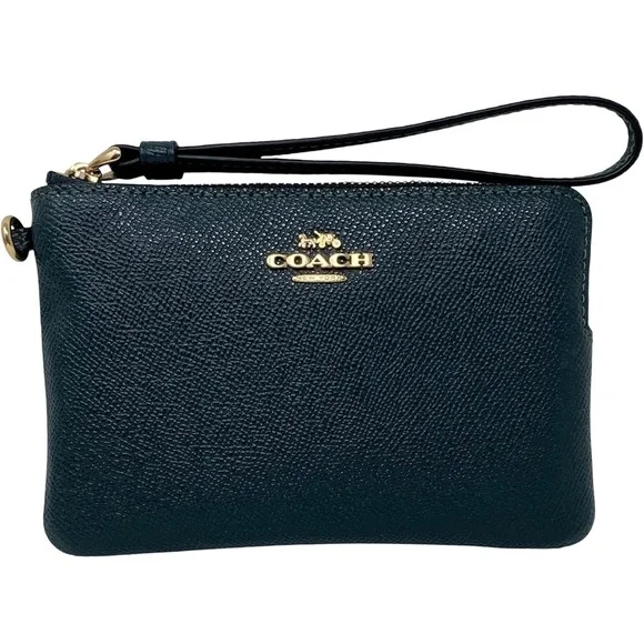 Coach Blue Leather Wristlet with Gold Accents - Picture 1 of 5